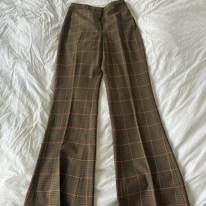 La Ligne Brown Plaid Boot Cut Trousers